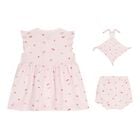 Baby Girls Pink Strawberry Dress Set, 1, hi-res
