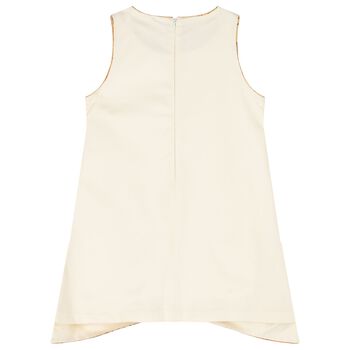 فستان عاجي مع فيونكة للبنات