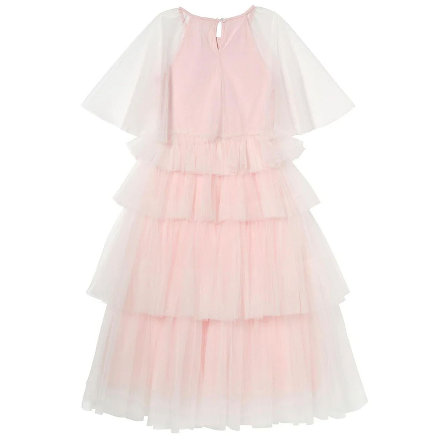 Girls Pink Sequin Ruffled Tulle Dress, 1, hi-res