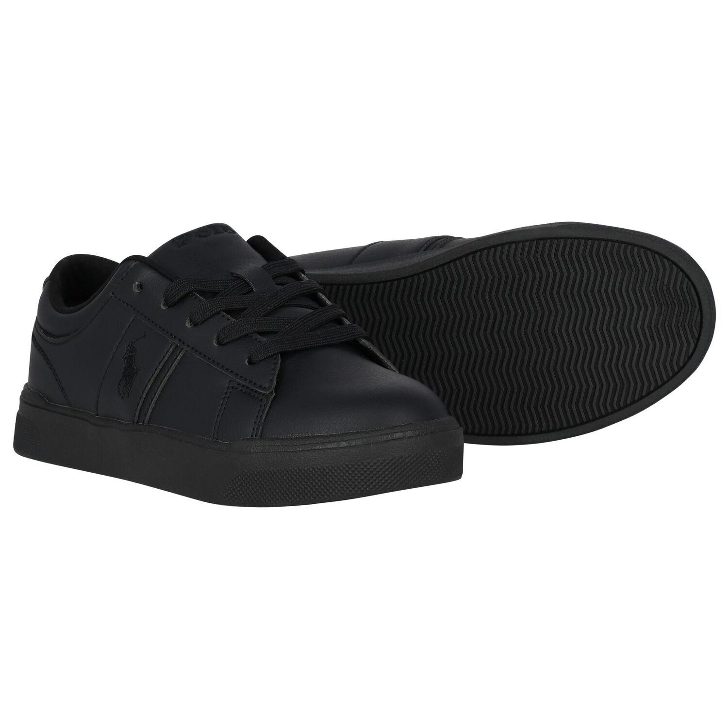 Boys Black Logo Trainers, 1, hi-res