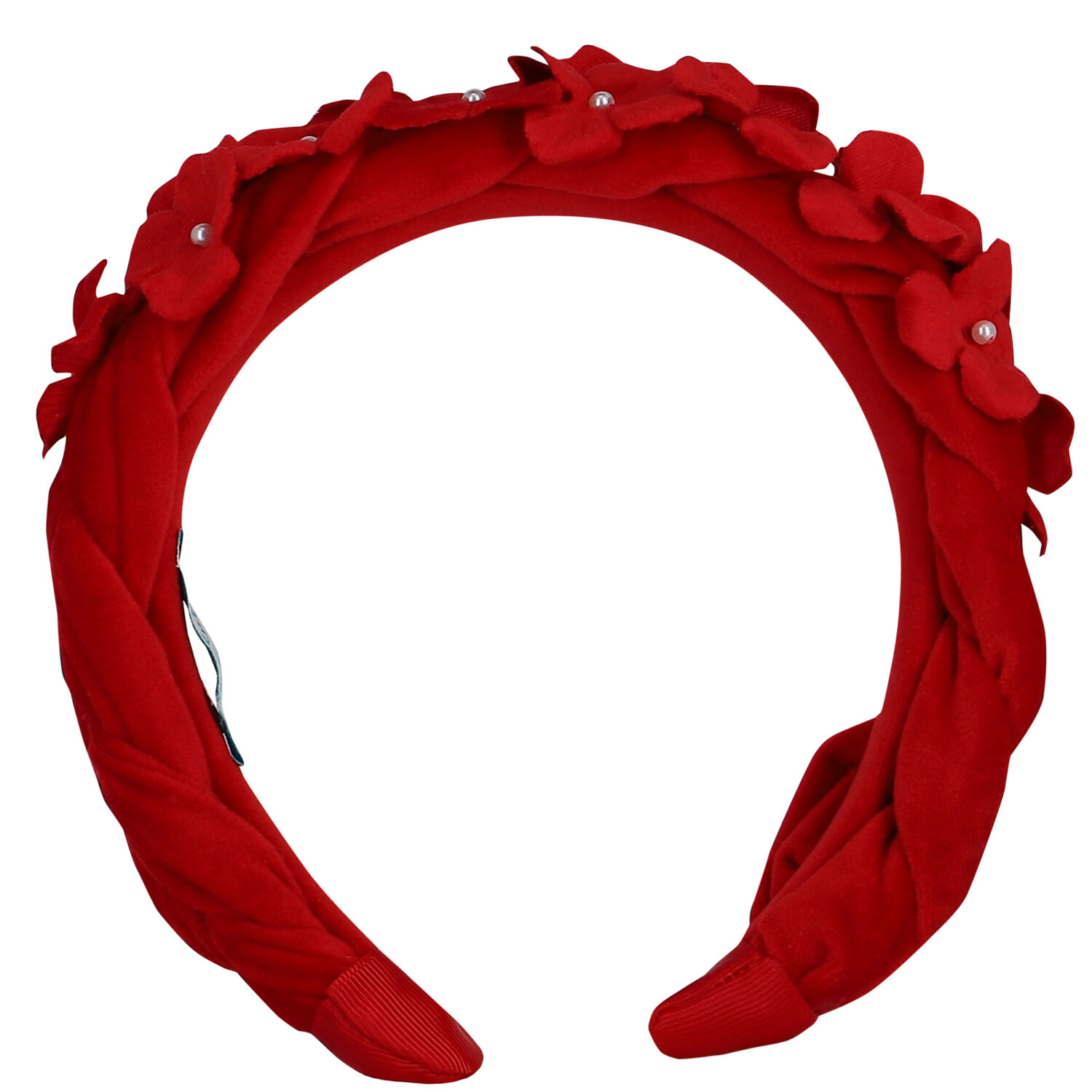 Girls Red Velvet Flower Headband, 1, hi-res