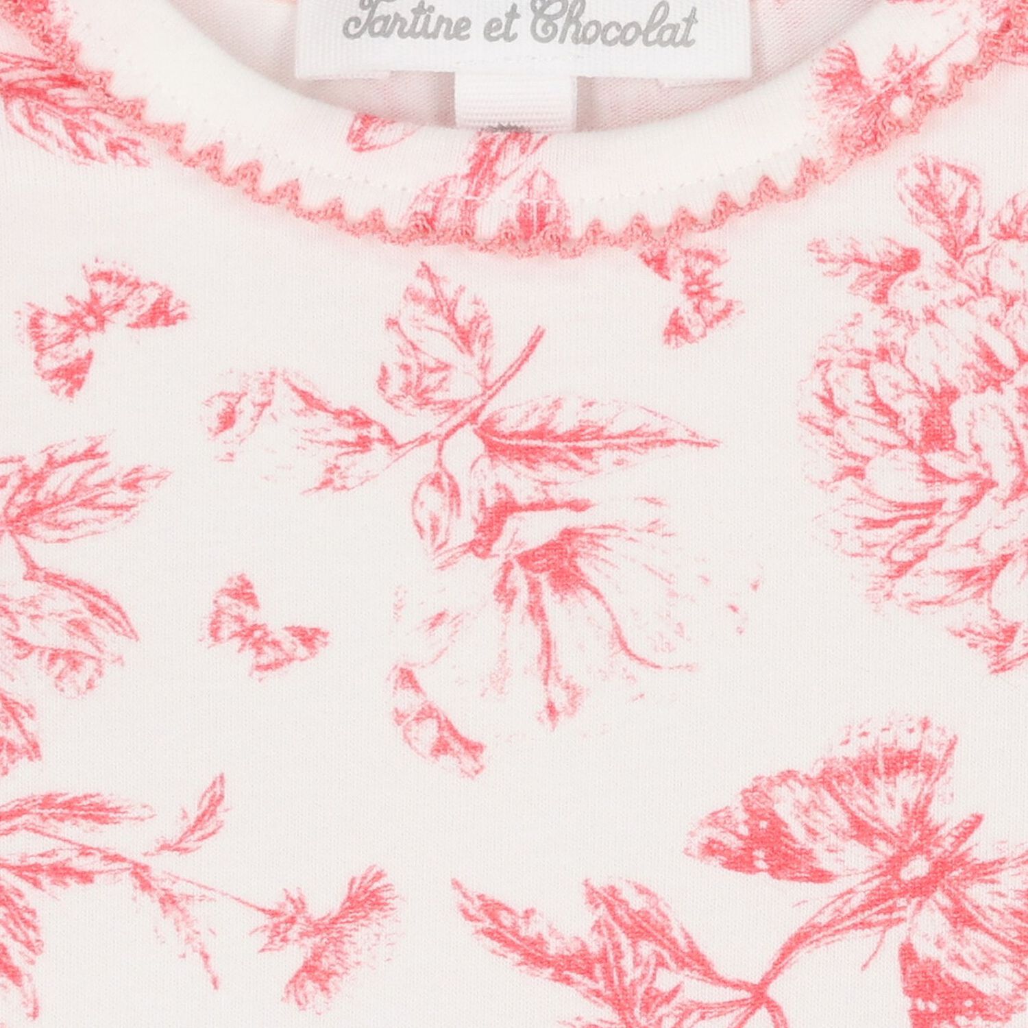 طقم بيجامة زهرية للبنات الصغار باللونين الأبيض والأحمر, 1, hi-res image number null