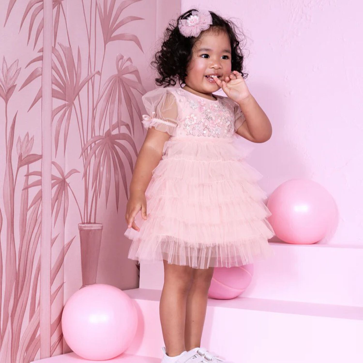 Baby Girls Pink Sequins Tulle Dress Set, 1, hi-res image number null