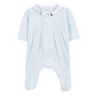 Baby Boys Blue & White Striped Babygrow, 1, hi-res