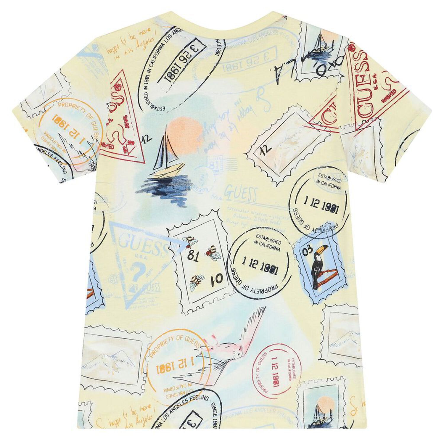 تيشيرت أولاد بالشعار باللون الأصفر, 1, hi-res