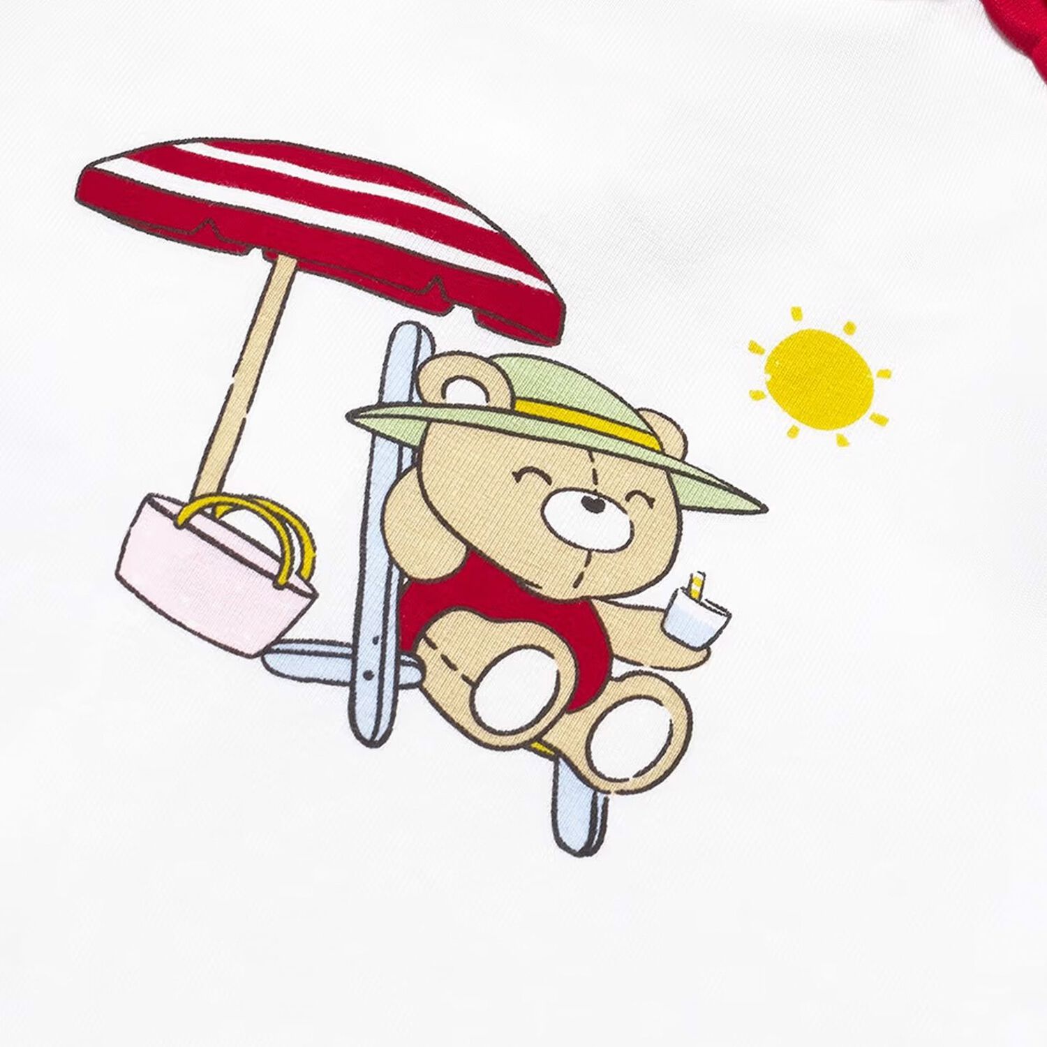 Baby Girls White & Red Swimsuit Set with Hat, 1, hi-res image number null