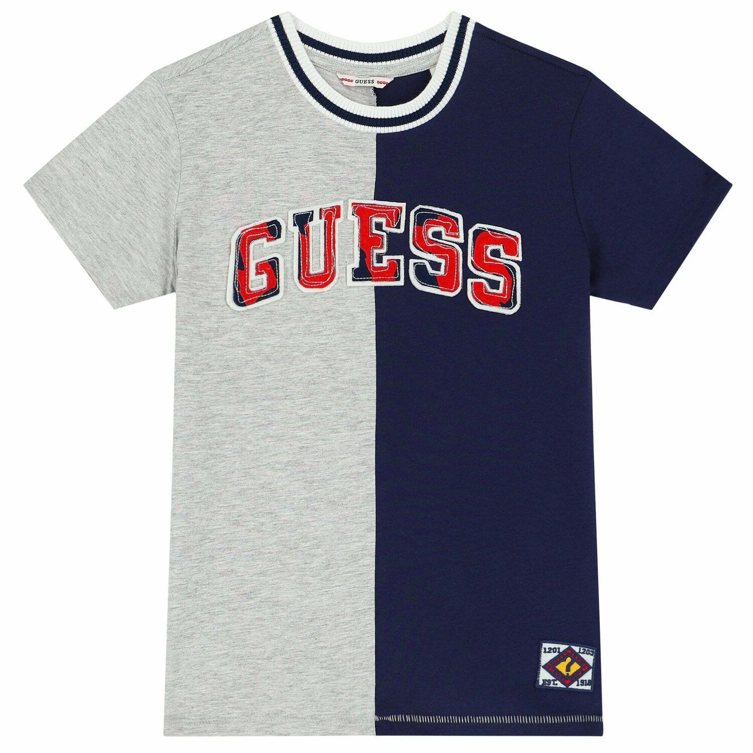 Boys Grey & Navy Logo T-Shirt, 1, hi-res image number null