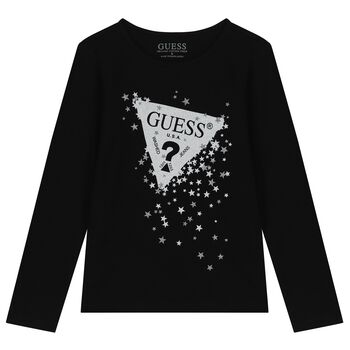 Girls Black Logo Long Sleeve Top