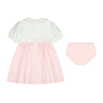 Baby Girls White & Pink Floral Dress Set