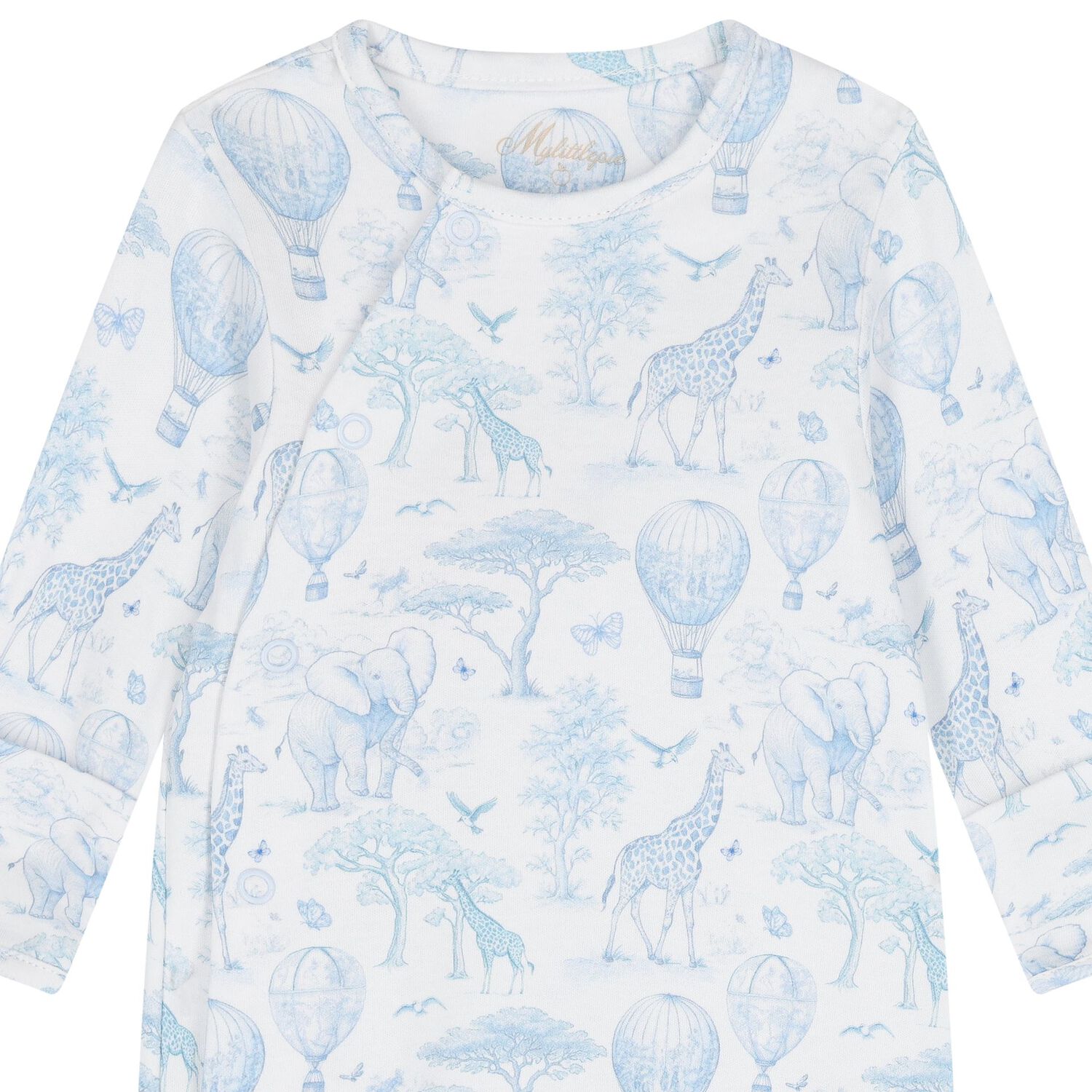 Baby Boys White & Blue Africa Babygrow, 1, hi-res