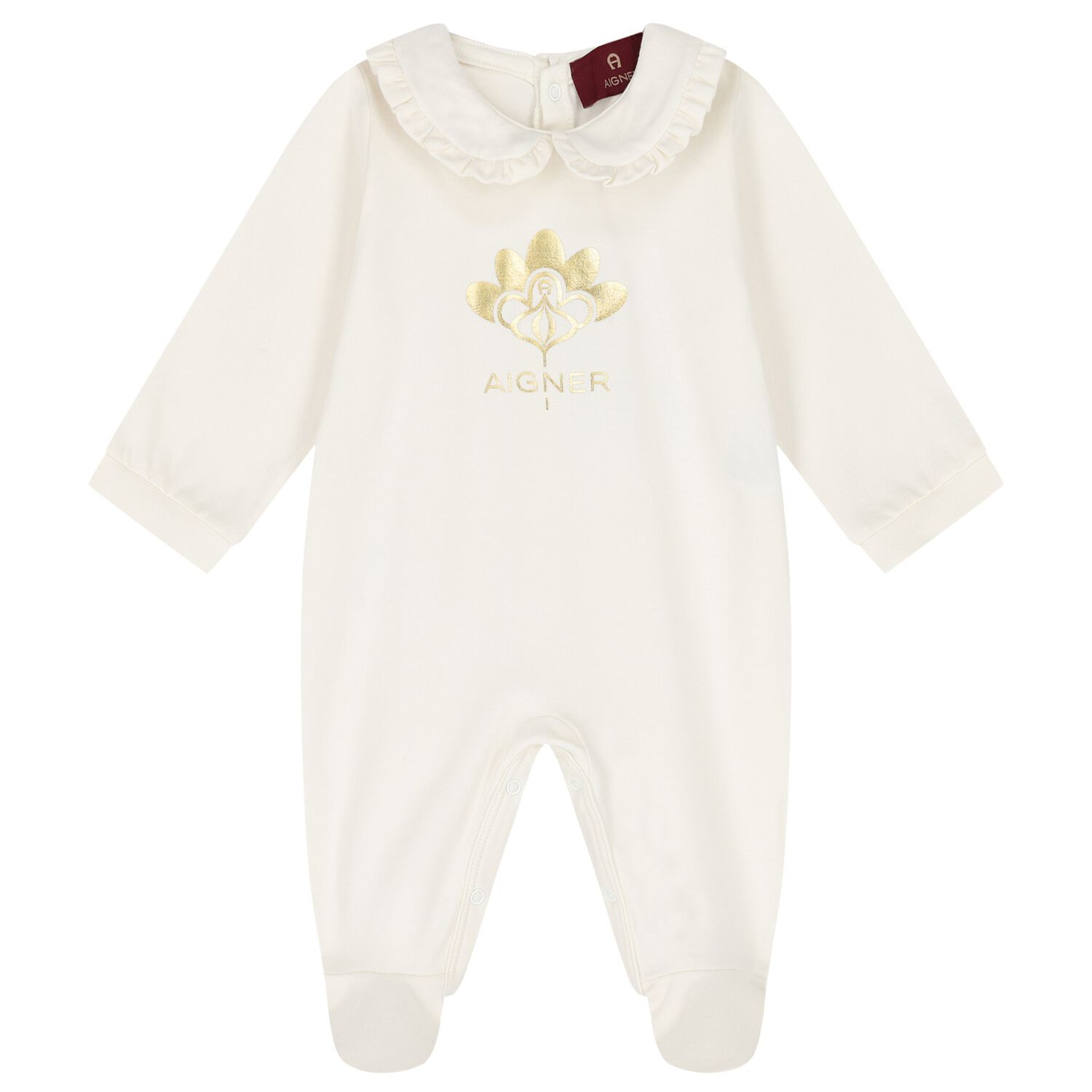 Baby Girls Ivory Logo Ruffled Babygrow, 1, hi-res image number null