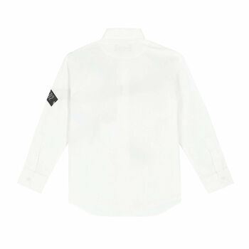 Boys White Logo Print Shirt