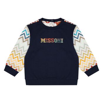 Younger Boys Navy Blue & White Zig Zag Sweatshirt