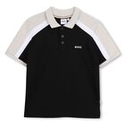 Boys Black Logo Polo Shirt, 2, hi-res