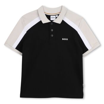 Boys Black Logo Polo Shirt