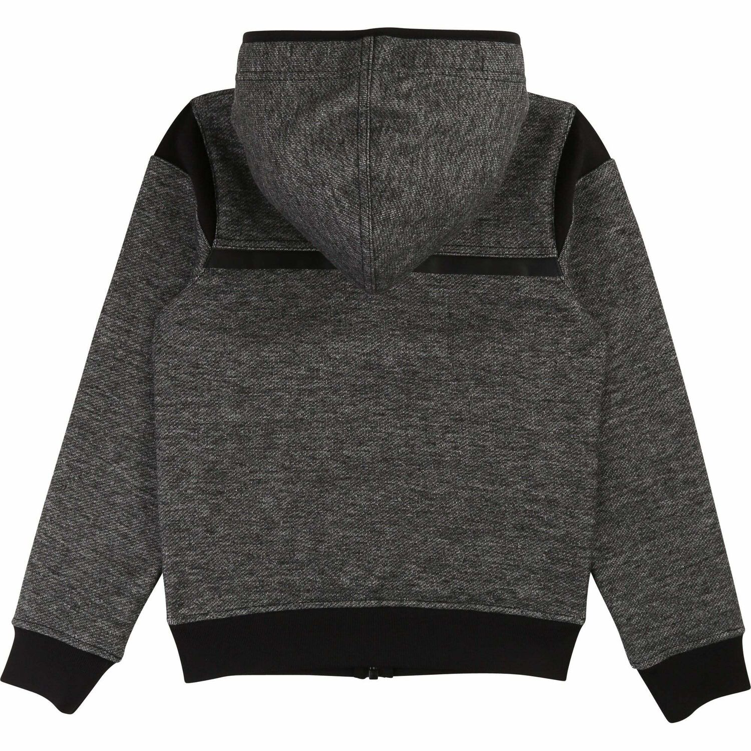 Boys Grey & Black Hooded Top, 1, hi-res