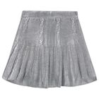 Girls Silver Pleated Skirt, 1, hi-res