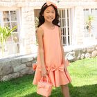 Girls Orange Bow Dress, 1, hi-res