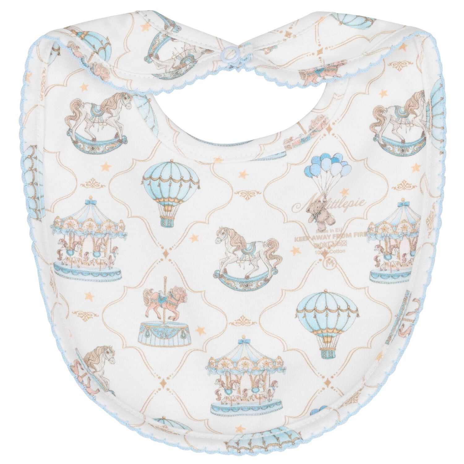 Baby Boys Blue & White Carousel & Hot Air Balloon Babygrow Set, 1, hi-res
