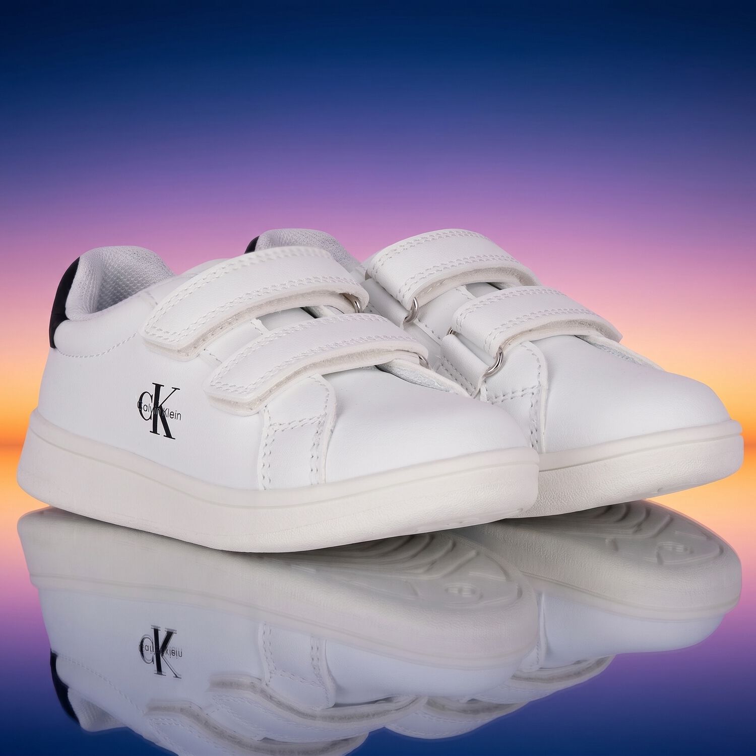 White & Black Logo Trainers, 1, hi-res