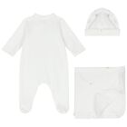 Baby Girls White Crystal Bow Babygrow Gift Set, 1, hi-res