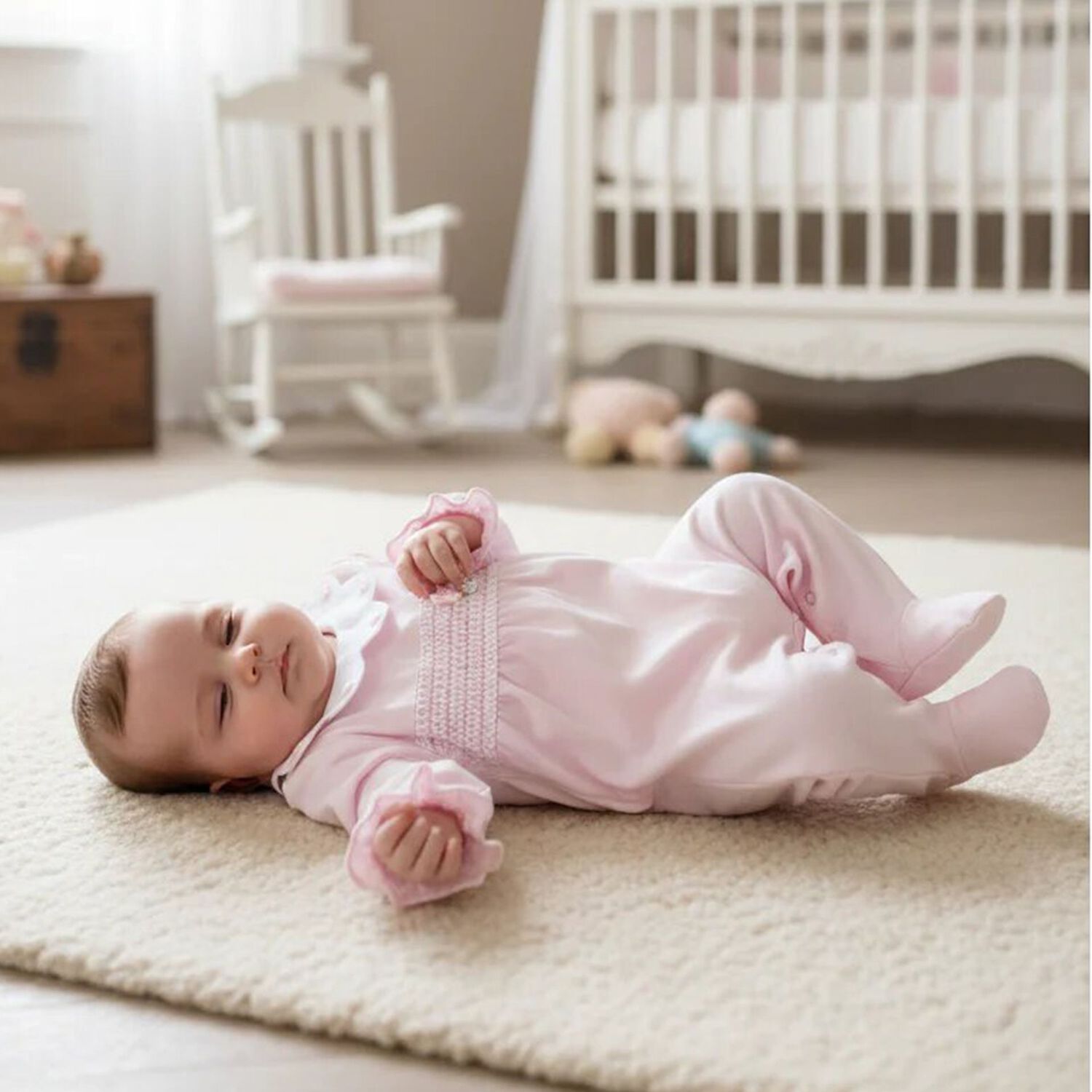 Baby Girls Pink & White Bow Babygrow, 1, hi-res