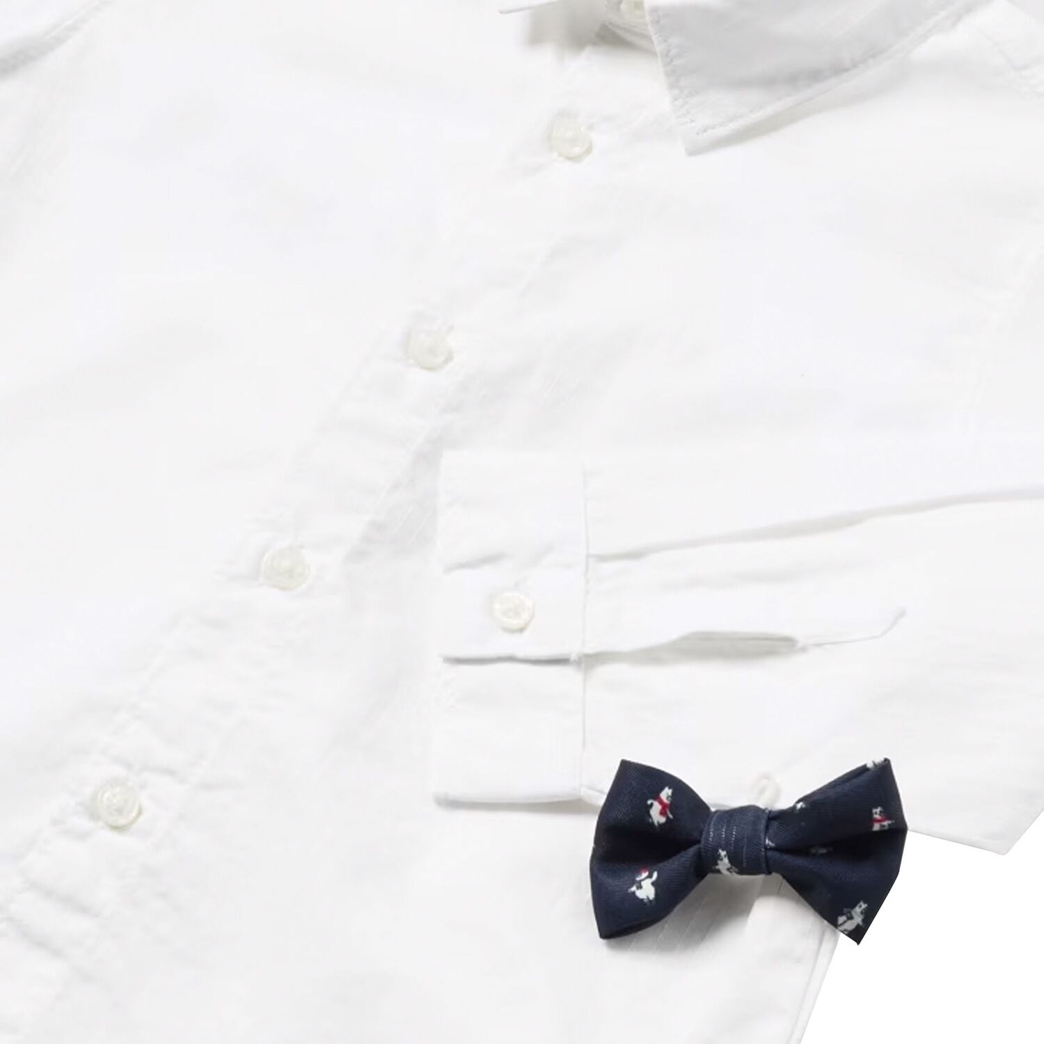 Younger Boys White Long Sleeve Shirt, 1, hi-res