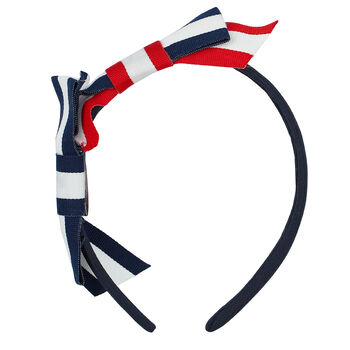 Girls Navy Blue Striped Hairband