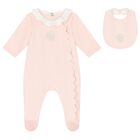 طقم هدايا أفرول بنات بالشعار باللون الوردي , 1, hi-res