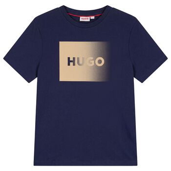 Boys Mini Me Navy Blue Logo T-Shirt