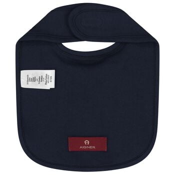 Baby Boys Navy Blue & Gold Logo Baby Bib