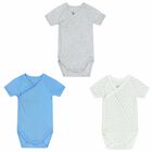 طقم بودى سوت باللون الابيض والرمادى والازرق (3 قطع), 1, hi-res