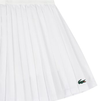 Girls White Logo Pleated Skirt