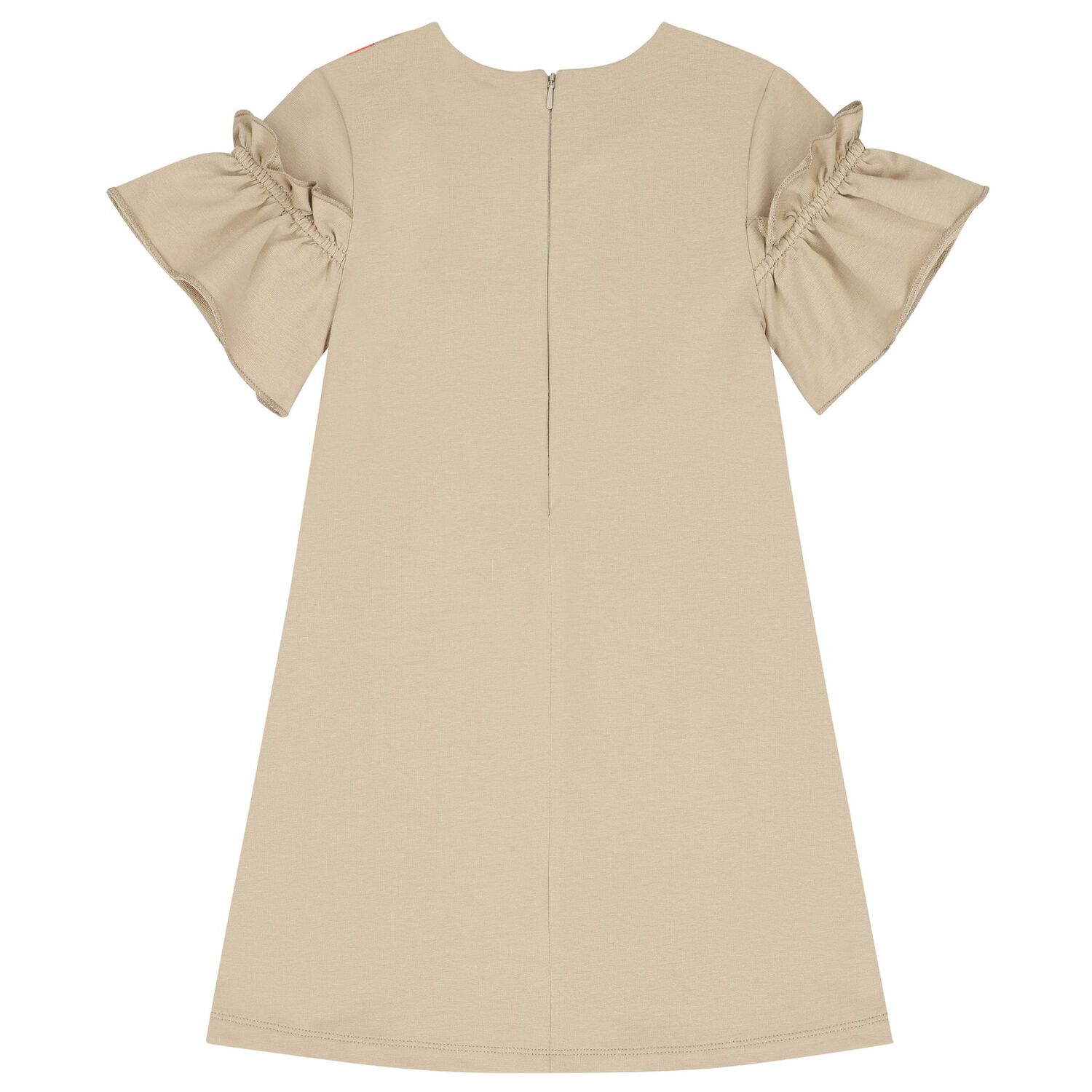 Girls Beige Bag Ruffle Dress, 2, hi-res