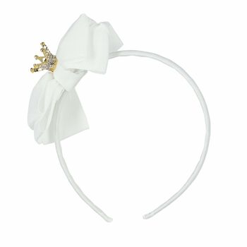 Girls White Bow Headband