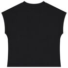 تيشيرت بنات بالشعار باللون الأسود, 1, hi-res