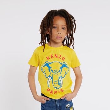 Boys Yellow Elephant Logo T-Shirt