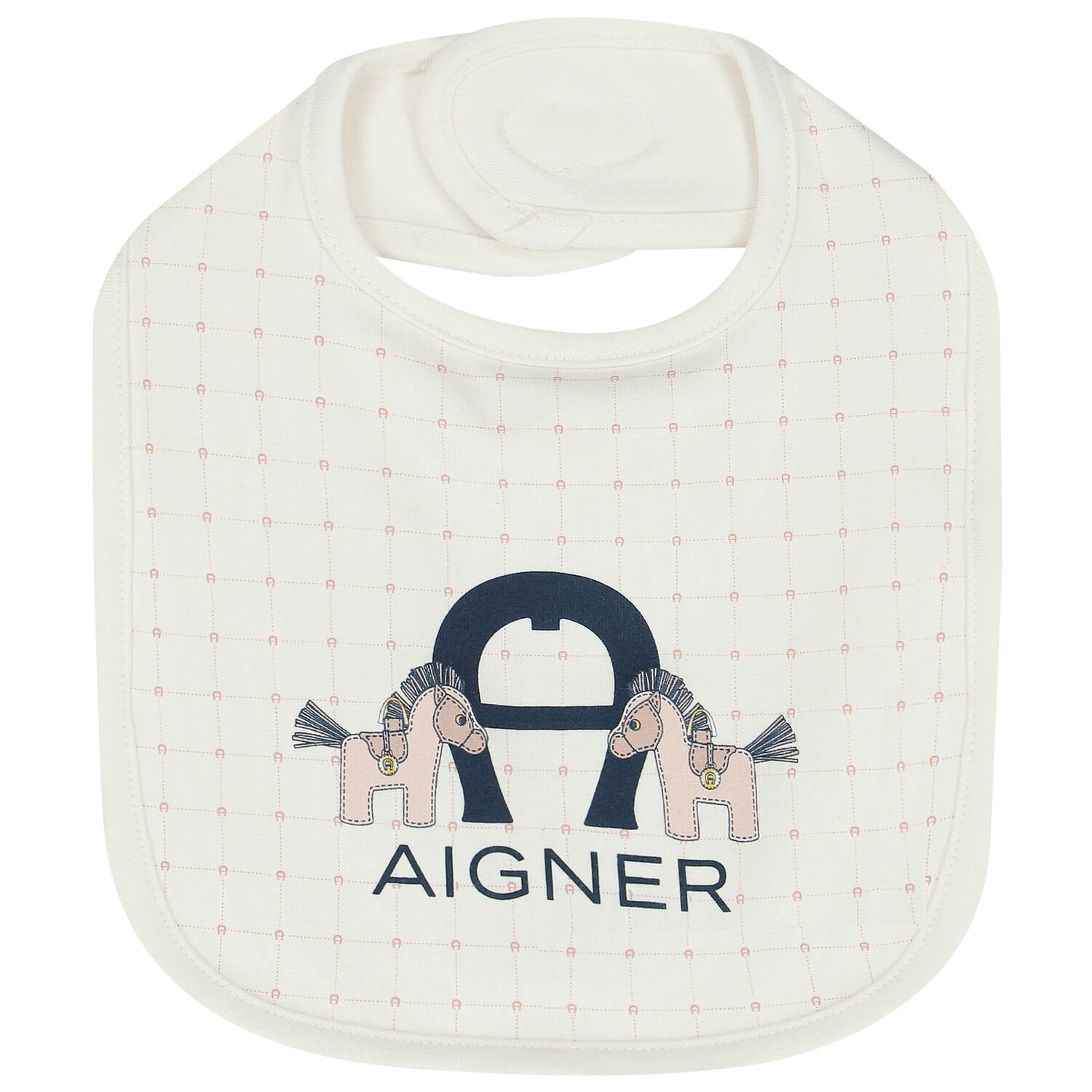 Ivory & Horse Pima Cotton Logo Baby Bib, 1, hi-res