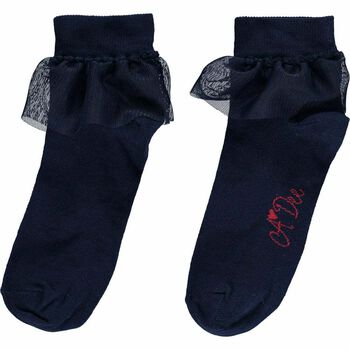 Girls Navy Logo Socks