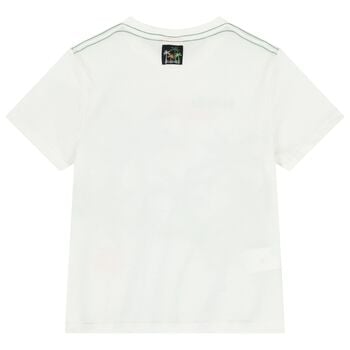 تشيرت بنقشة شجرة نخيل باللون الابيض للاولاد