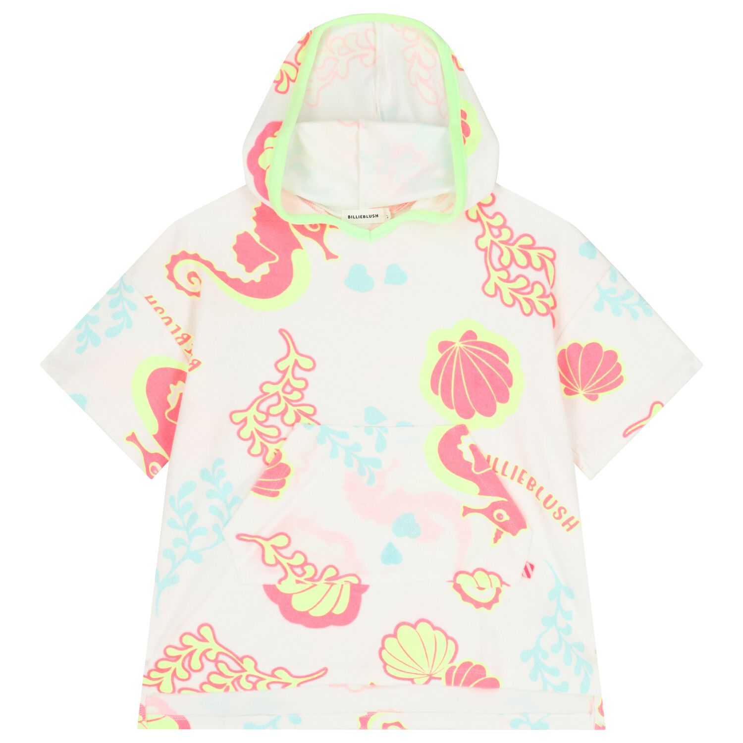 Girls White Hooded Beach Dress, 1, hi-res