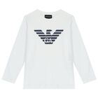 Boys White Logo Long Sleeve Top&nbsp;, 2, hi-res