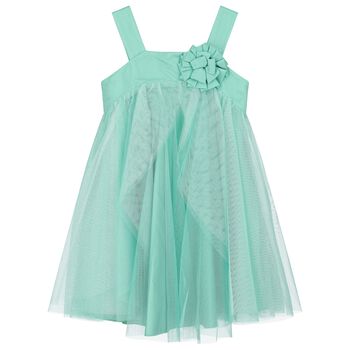 Girls Blue Flower Tulle Dress