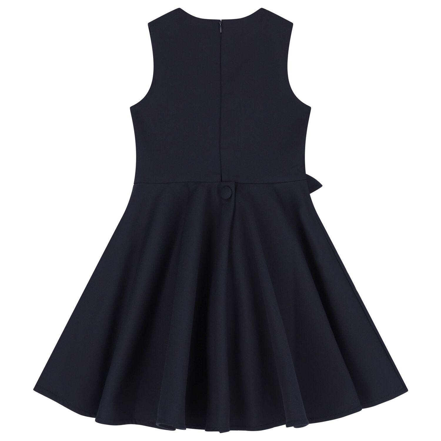 Girls Navy Blue & White Satin Floral Dress, 2, hi-res image number null
