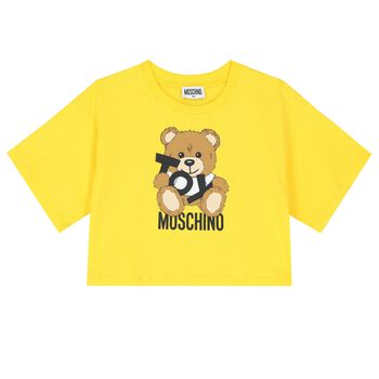 Girls Yellow Teddy Bear Logo T-Shirt