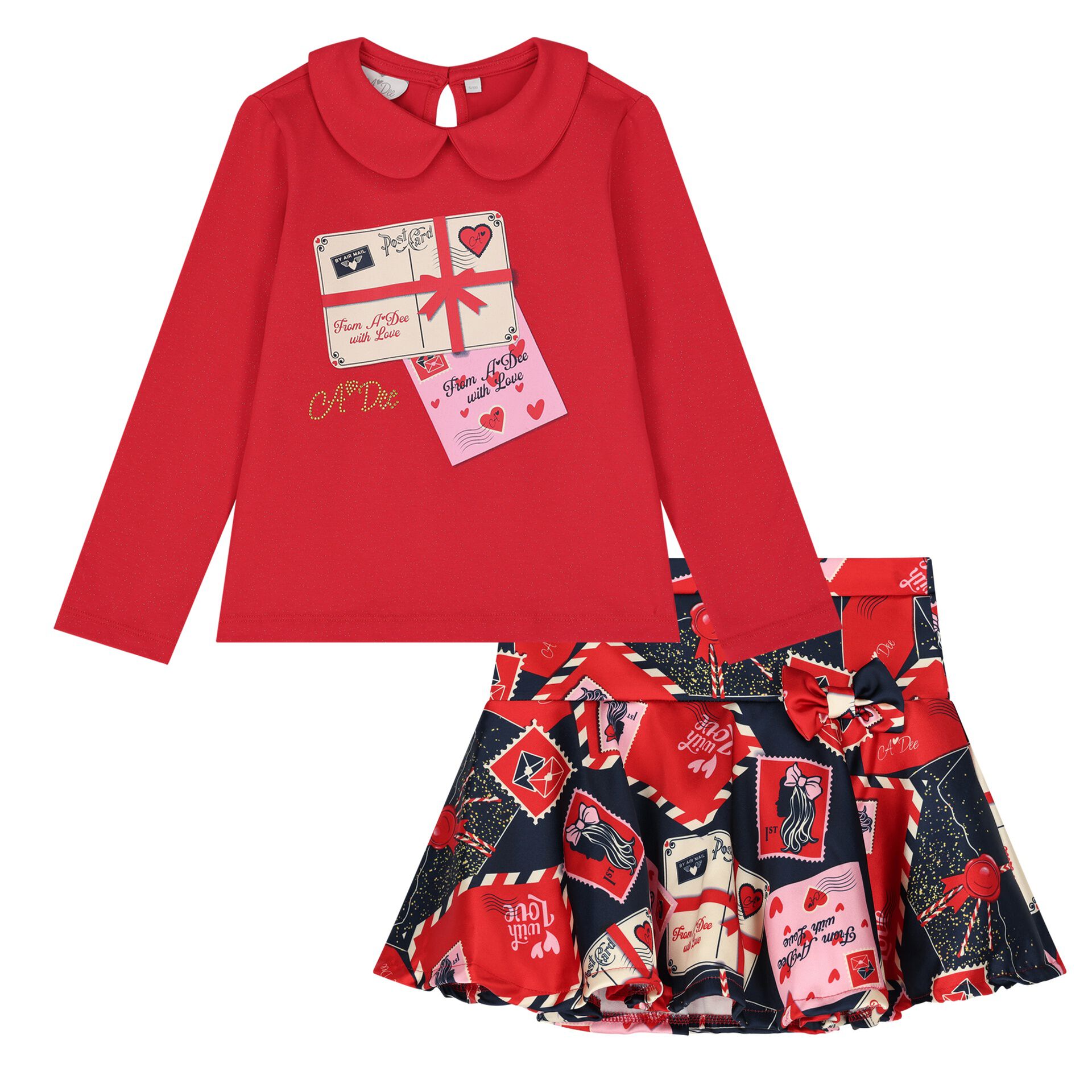 A Dee Girls Red Logo Envelope Skirt Set Junior Couture UAE