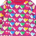 فستان بطبعة  قلب باللون البنفسجي والوردي للبنات, 1, hi-res