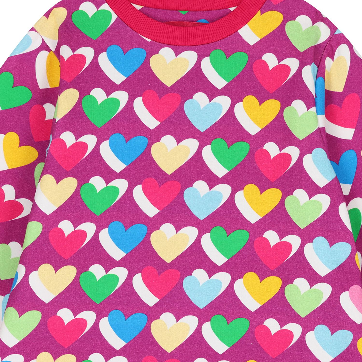 فستان بطبعة  قلب باللون البنفسجي والوردي للبنات, 1, hi-res