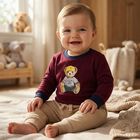 Baby Boys Red & Beige Tracksuit, 1, hi-res