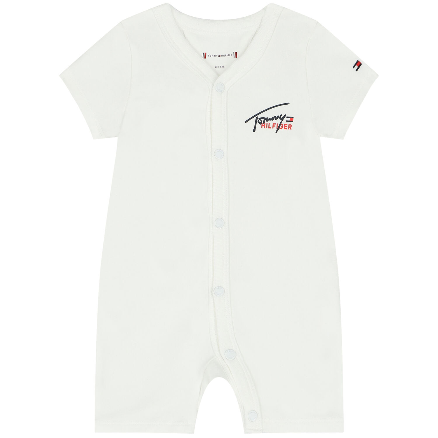 Baby Boys White Logo Romper, 2, hi-res